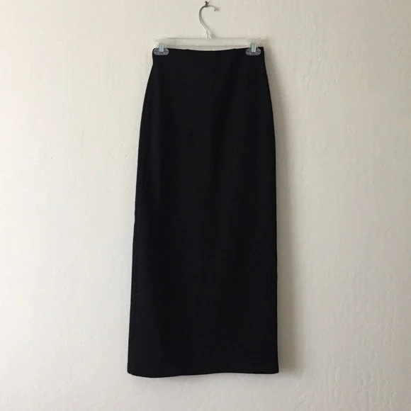 The Limited - Black midi wool blend column skirt with side slit, 4 - Picture 2 of 4